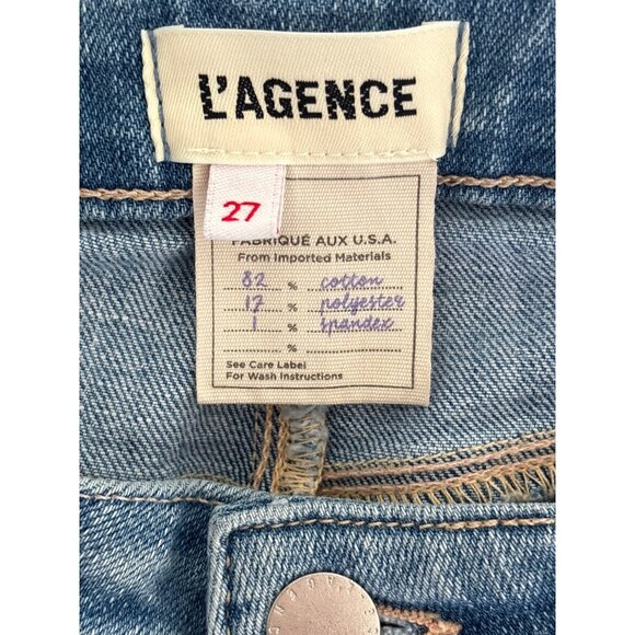 L'Agence Bowen‎ Jeans Size 27 Frayed Hem Skinny Mid Rise Fading Whiskering Light - Picture 9 of 10